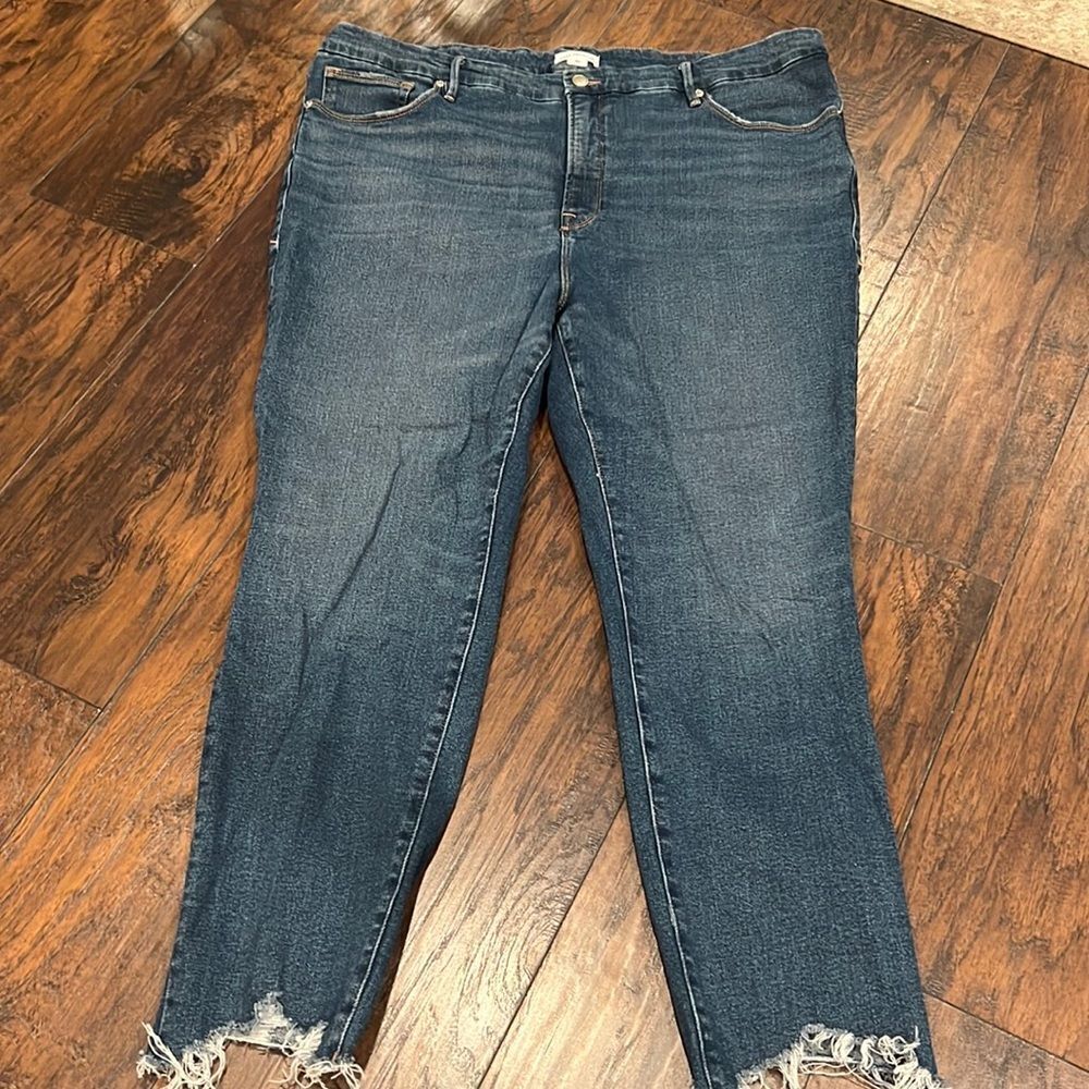 Good American -Good Legs Cigarette Blue size 20 in EUC raw hem
